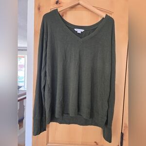 Athleta Olive Green V-Neck Sweater XL